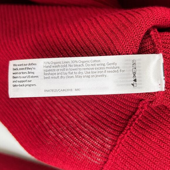 Eileen Fisher Organic Linen & Cotton Lightweight Woven Sweater Top Holiday Red M - Picture 10 of 11